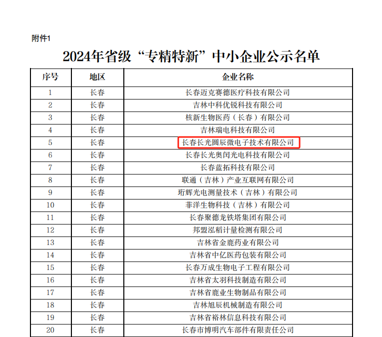 長(zhǎng)光圓辰榮獲吉林省“專精特新”中小企業(yè)稱號(hào)